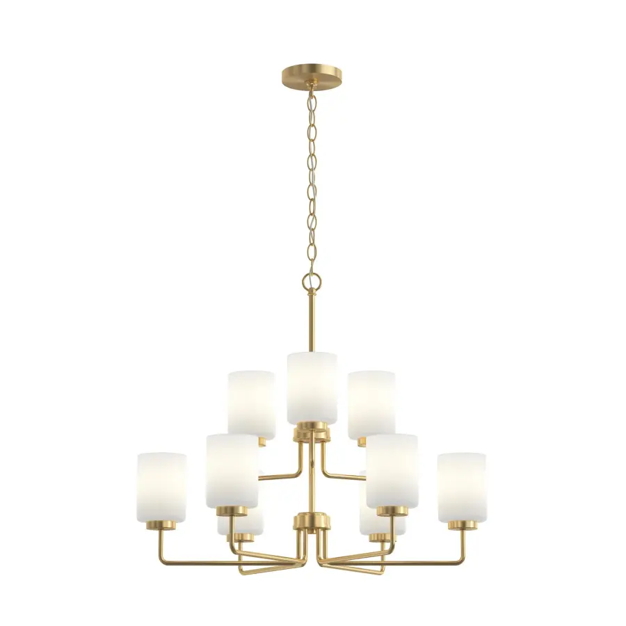 Merry Collection Nine-Light Etched Glass Chandelier - Image 3