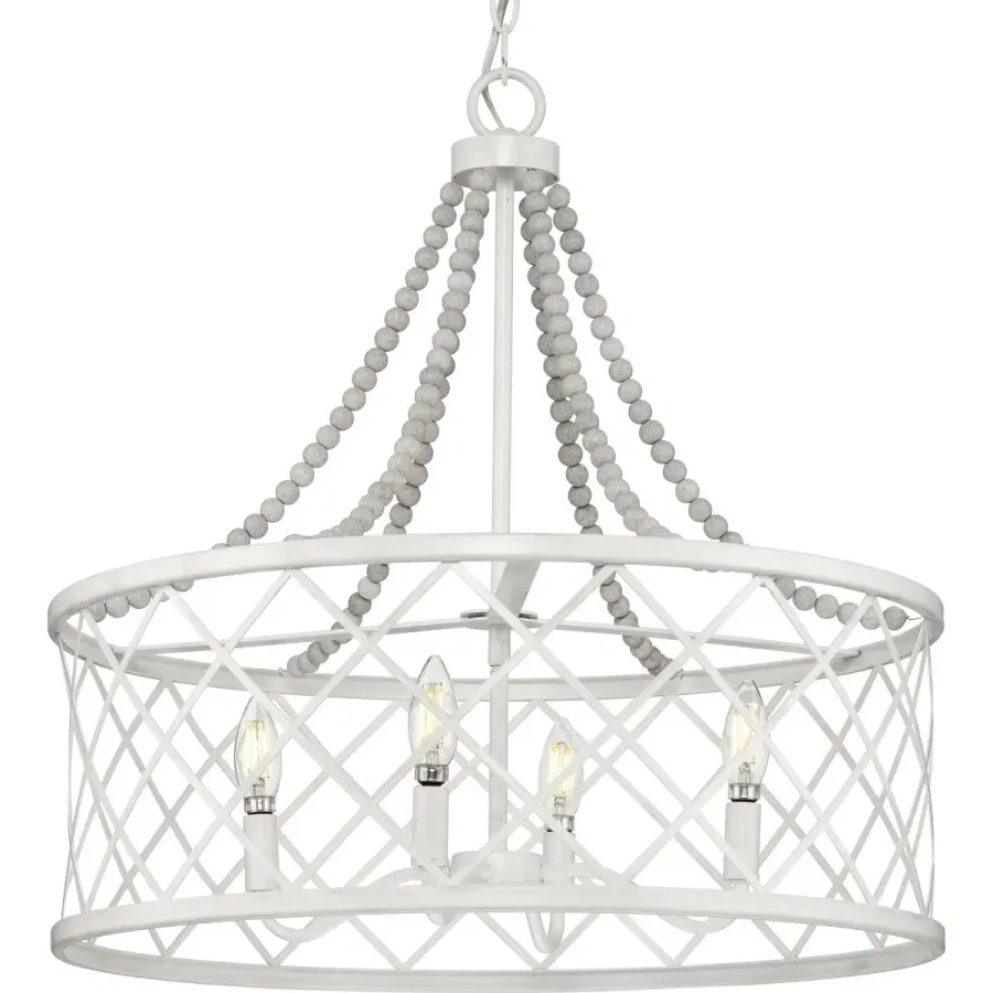 Bissett 4-Light Chandelier in Cottage White - Image 1