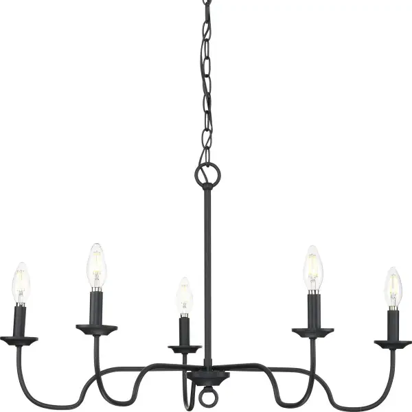The Canebrake chandelier brings rustic charm with its matte black finish and five-light configuration. Perfect for dining spaces and kitchen islands, this fixture combines farmhouse warmth with contemporary clean lines.