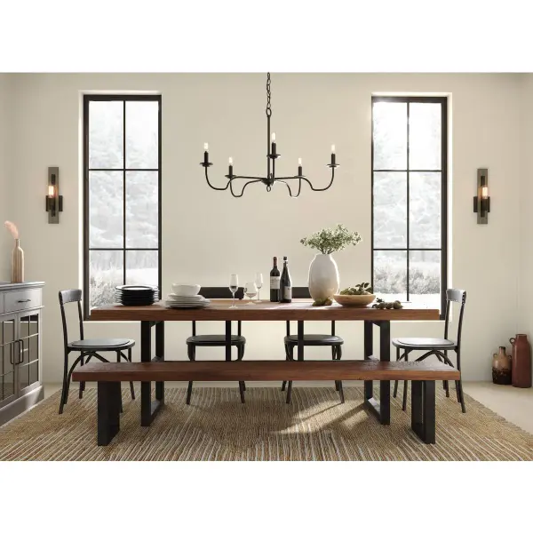 The Canebrake chandelier brings rustic charm with its matte black finish and five-light configuration. Perfect for dining spaces and kitchen islands, this fixture combines farmhouse warmth with contemporary clean lines. - alternate view