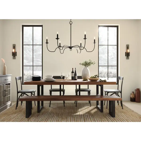 The Canebrake chandelier brings rustic charm with its matte black finish and six-light configuration. Perfect for dining rooms and kitchen islands, it combines farmhouse warmth with contemporary clean lines. - alternate view