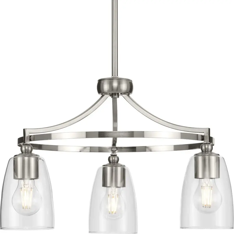Versatile Transitional Chandelier with Clear Glass Charm - Image 1