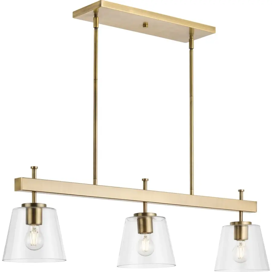 Saffert Three-Light Clear Glass Linear Island Chandelier - Image 5