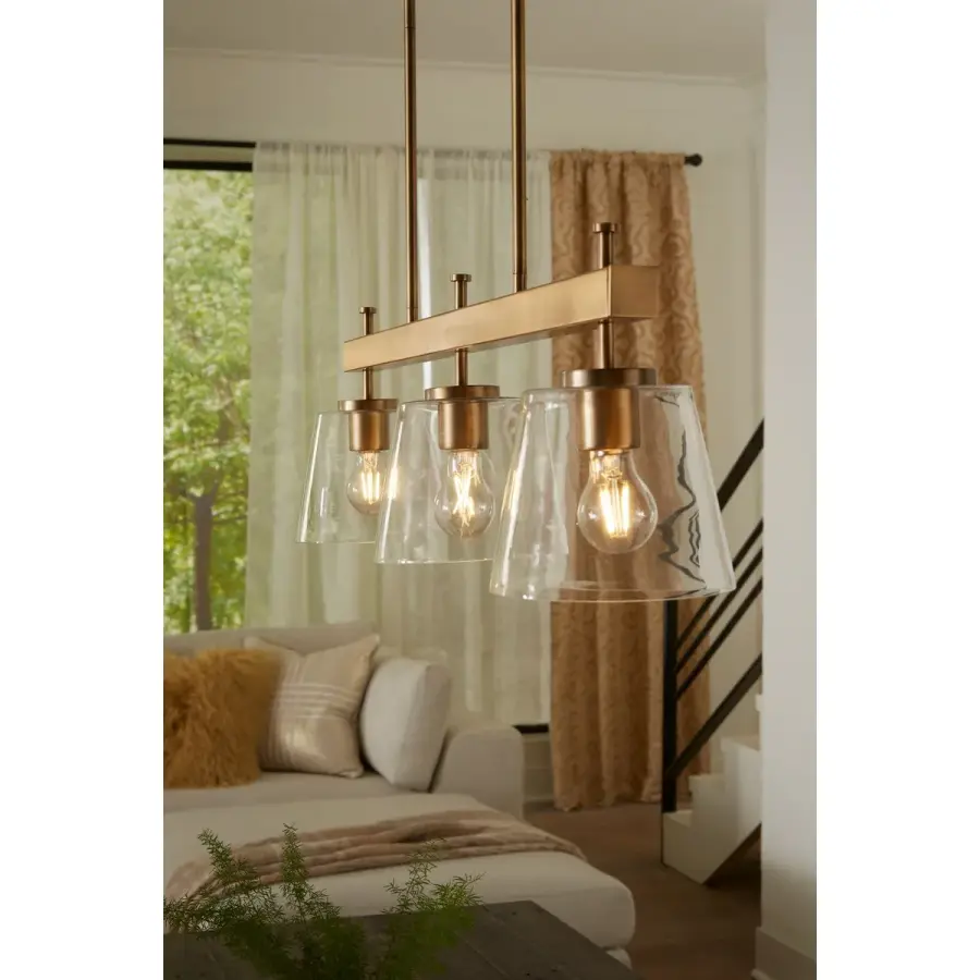 Saffert Three-Light Clear Glass Linear Island Chandelier - Image 6