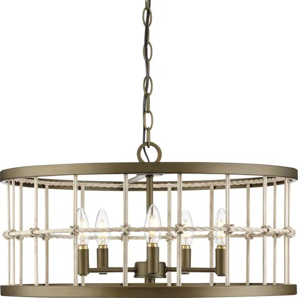 Versatile Transitional Chandelier with Warm Aged Brass Finish - Image 1
