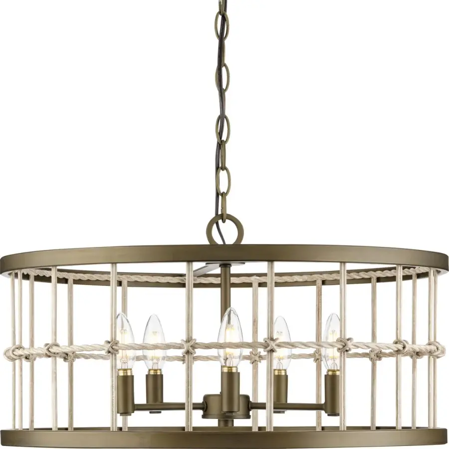 Versatile Transitional Chandelier with Warm Aged Brass Finish - Image 1