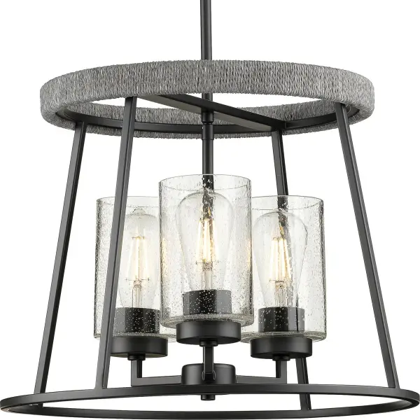 Laramie Three-Light Clear Seeded Glass Chandelier - Image 1