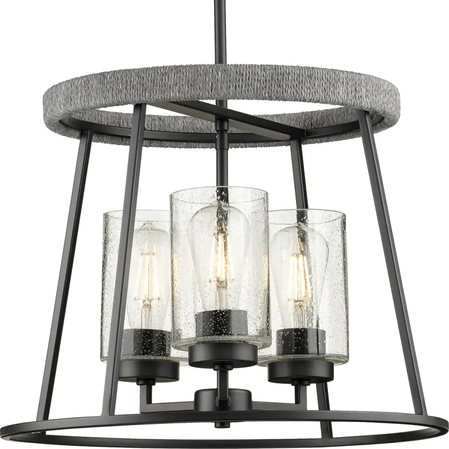 Laramie Three-Light Clear Seeded Glass Chandelier - Image 1