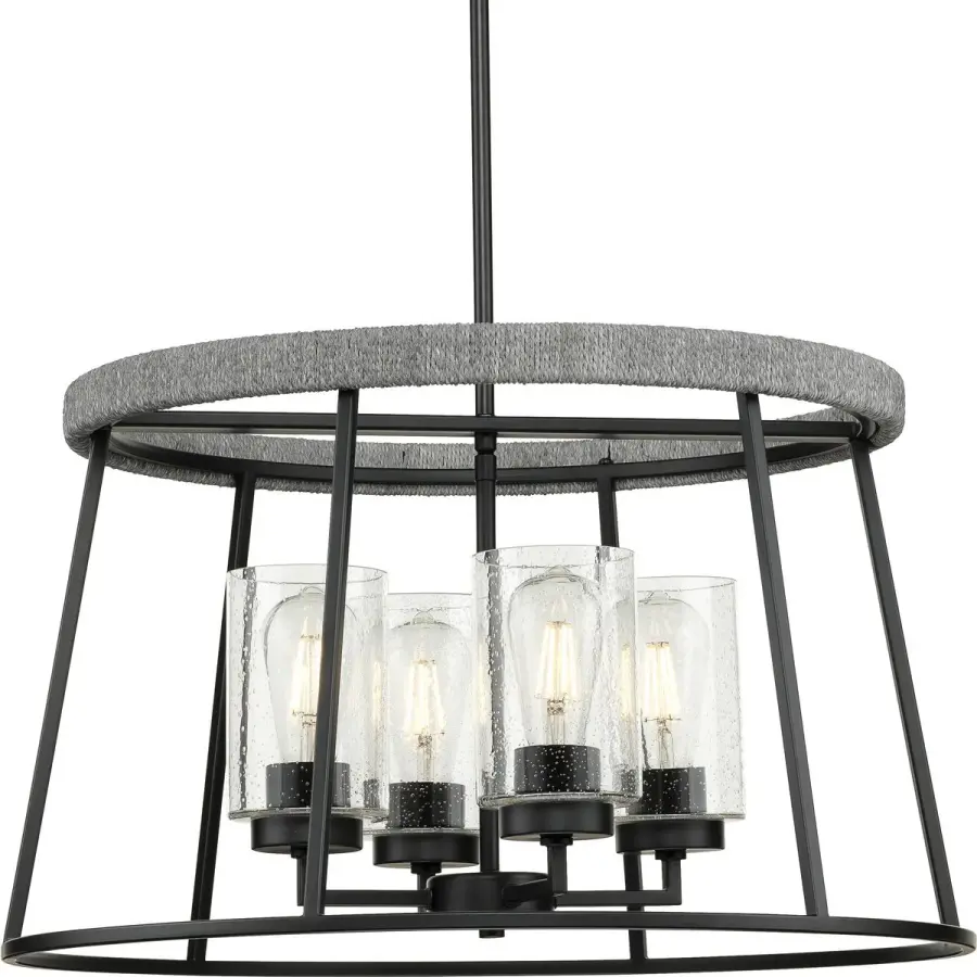 Laramie Three-Light Clear Seeded Glass Chandelier - Image 1