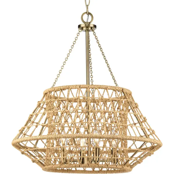 Laila Four-Light Chandelier with Woven Jute Accents - Image 1