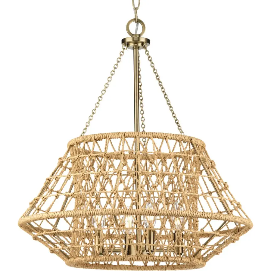Laila Four-Light Chandelier with Woven Jute Accents - Image 1