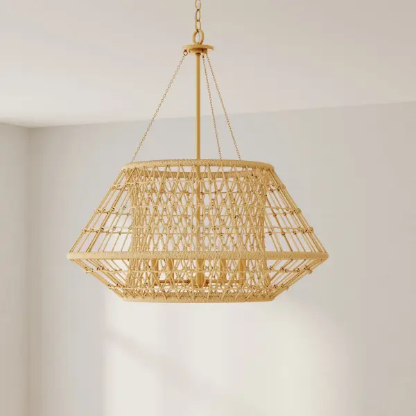 Laila Five-Light Chandelier with Woven Jute Accents - Image 1