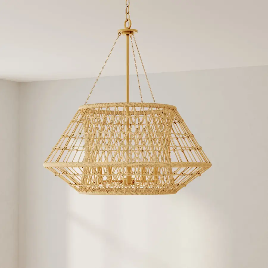 Laila Five-Light Chandelier with Woven Jute Accents - Image 1