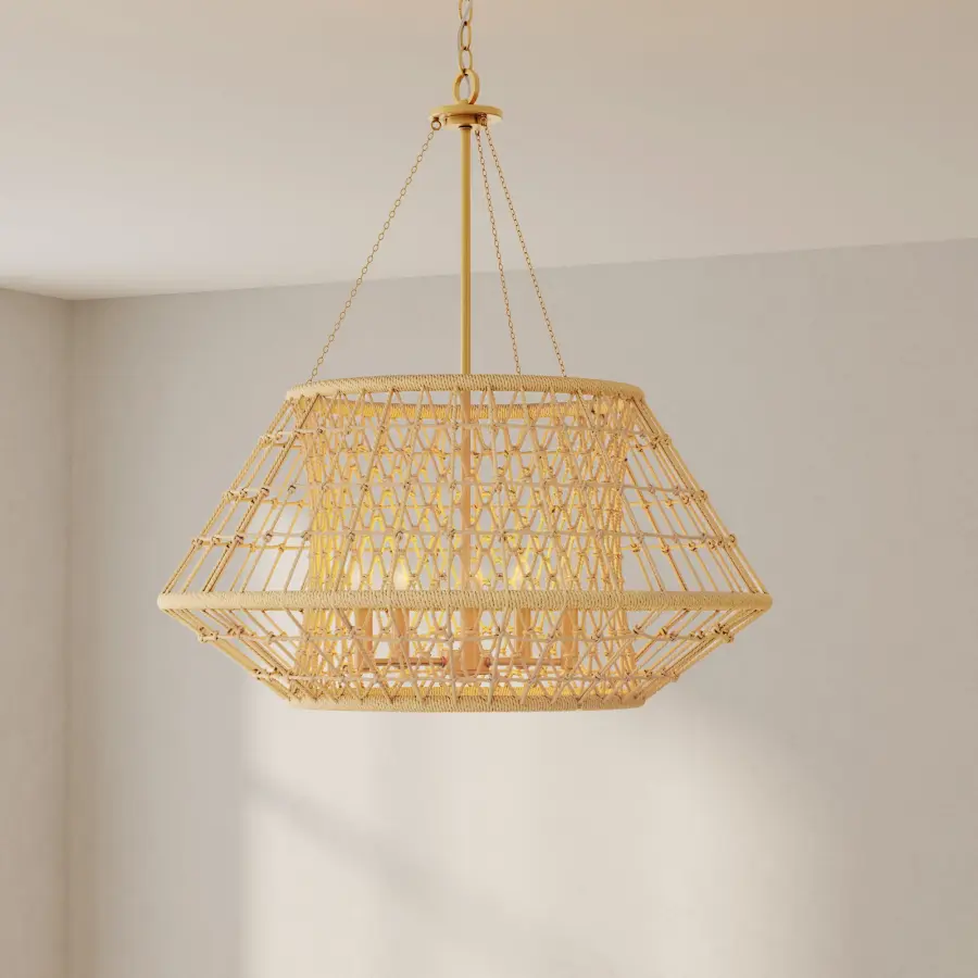 Laila Five-Light Chandelier with Woven Jute Accents - Image 2
