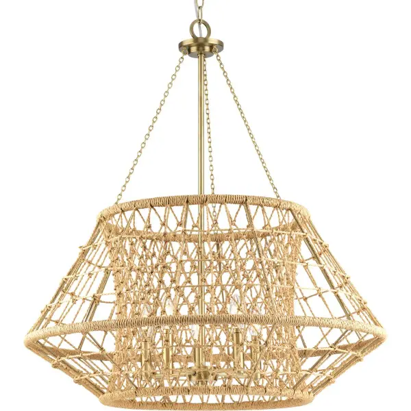 Laila Five-Light Chandelier with Woven Jute Accents - Image 3