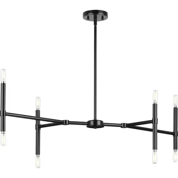 The Arya Collection brings mid-century modern elegance to your space with eight lights arranged in a sleek linear configuration. The brushed gold finish adds warmth and sophistication, making it perfect for dining rooms and kitchen islands.