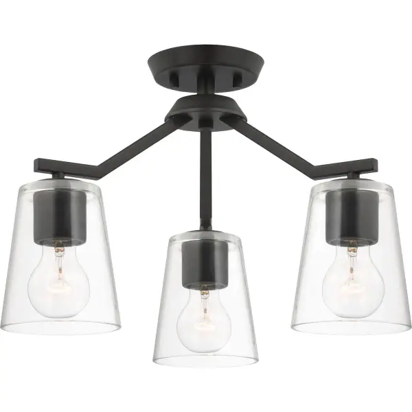 Vertex Three-Light Clear Glass Convertible Chandelier - Image 1