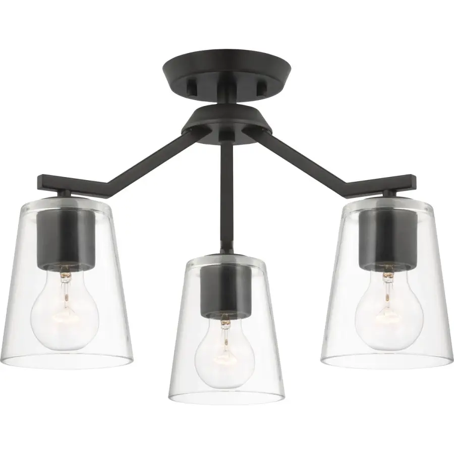Vertex Three-Light Clear Glass Convertible Chandelier - Image 1