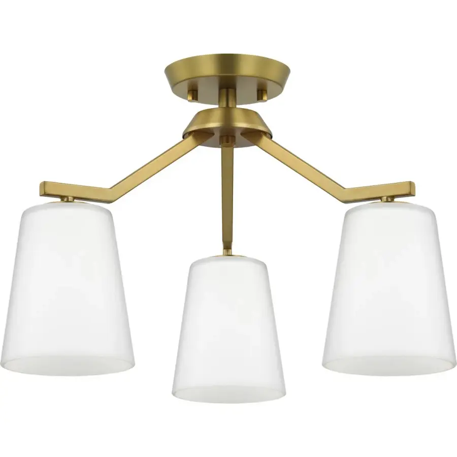 Vertex Three-Light Etched White Convertible Chandelier - Image 1