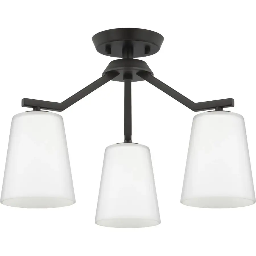 Vertex Three-Light Etched White Convertible Chandelier - Image 2