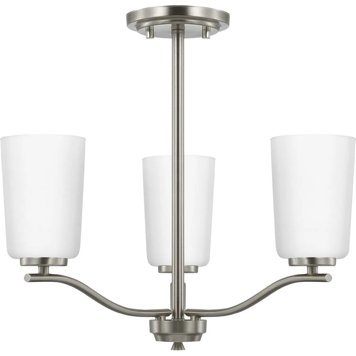 Adley Three-Light Etched White Glass Semi-Flush Convertible