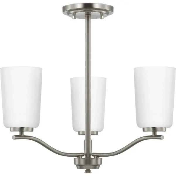 Adley Three-Light Etched White Glass Semi-Flush Convertible - Image 1
