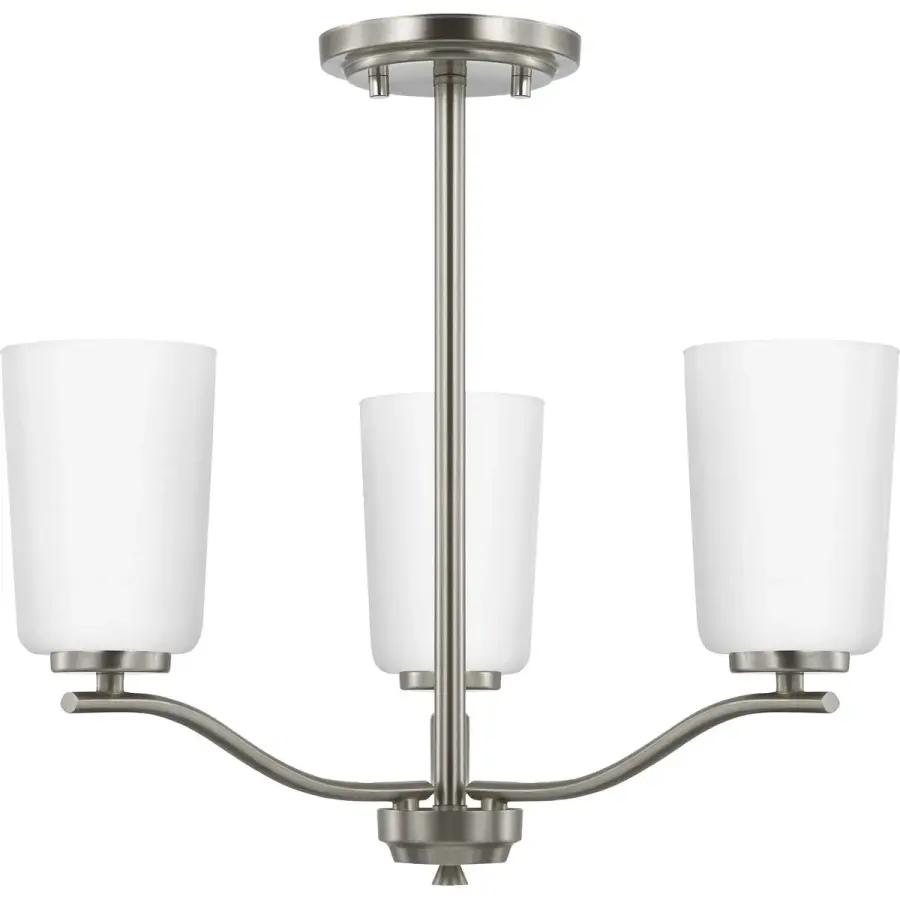Adley Three-Light Etched White Glass Semi-Flush Convertible - Image 1