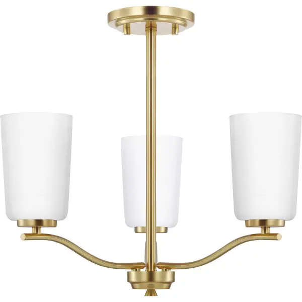 Adley Three-Light Etched White Glass Semi-Flush Convertible - Image 2