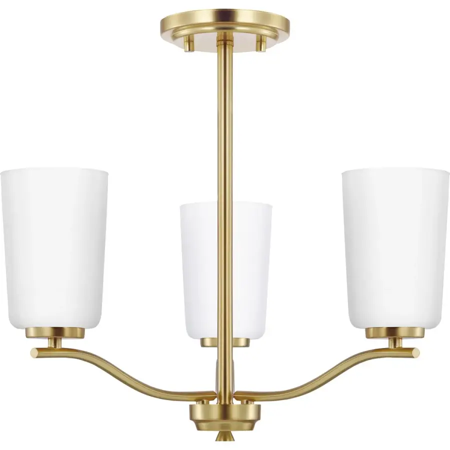 Adley Three-Light Etched White Glass Semi-Flush Convertible - Image 2