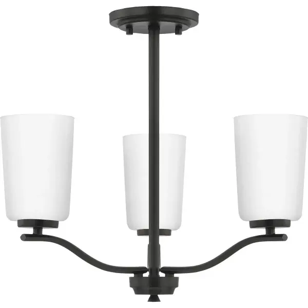 Adley Three-Light Etched White Glass Semi-Flush Convertible - Image 3