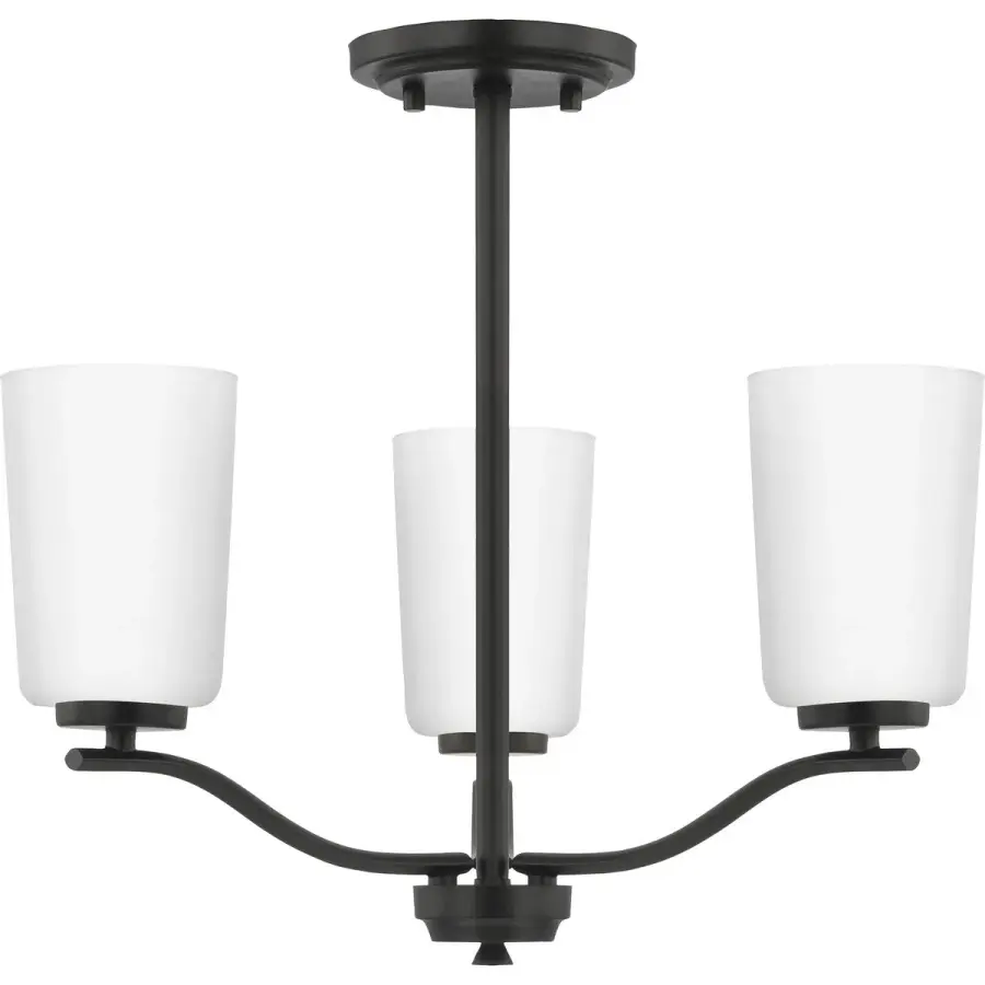 Adley Three-Light Etched White Glass Semi-Flush Convertible - Image 3