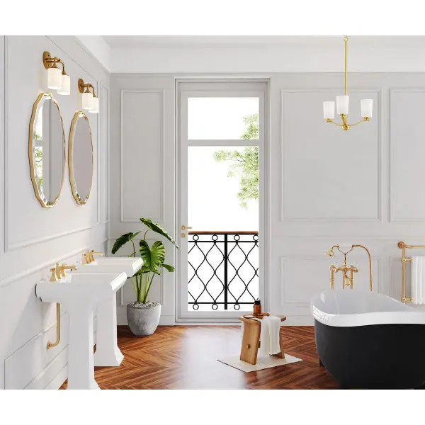 Adley Three-Light Etched White Glass Semi-Flush Convertible - Image 5