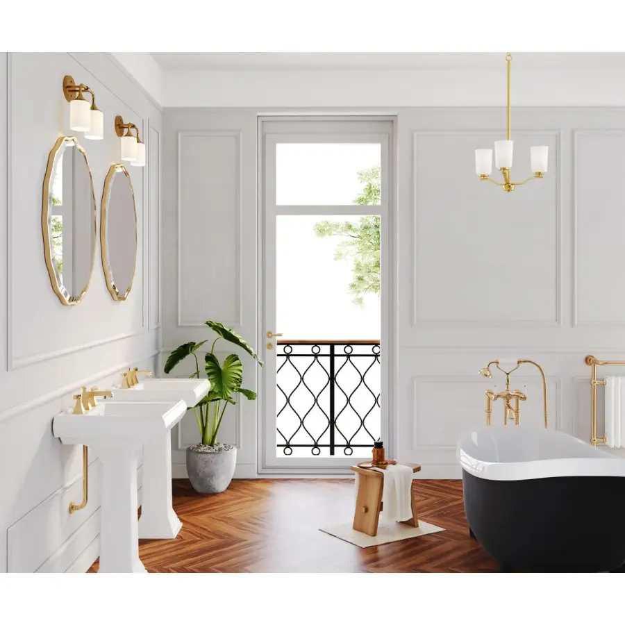 Adley Three-Light Etched White Glass Semi-Flush Convertible - Image 5