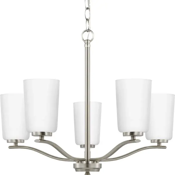 Adley Five-Light Etched White Glass Chandelier - Image 1