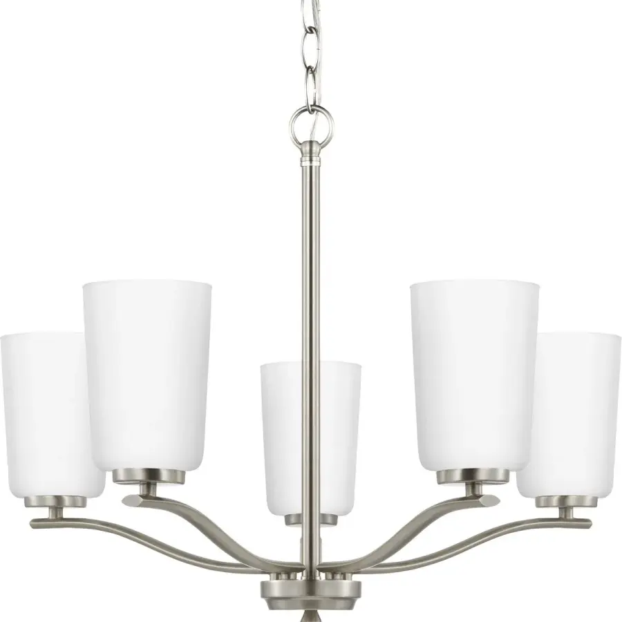 Adley Five-Light Etched White Glass Chandelier - Image 1