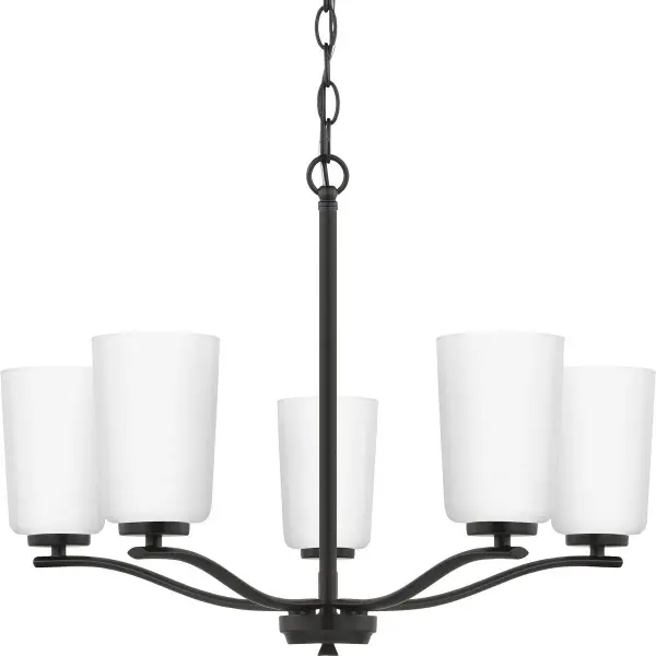Adley Five-Light Etched White Glass Chandelier - Image 2