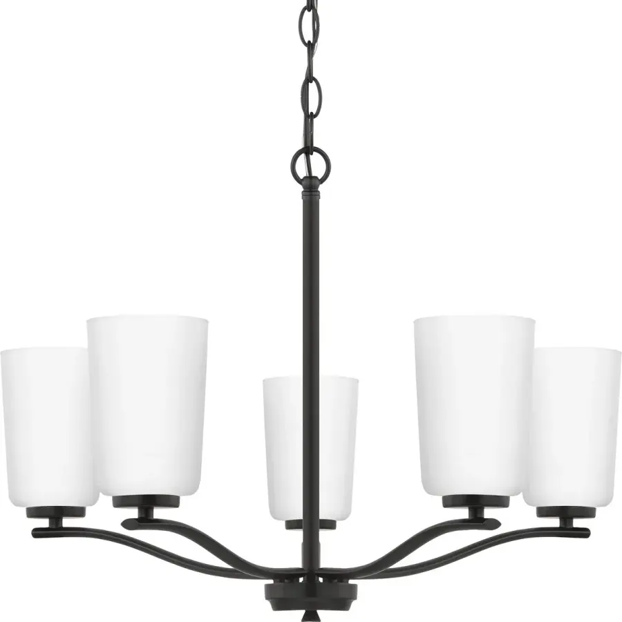 Adley Five-Light Etched White Glass Chandelier - Image 2