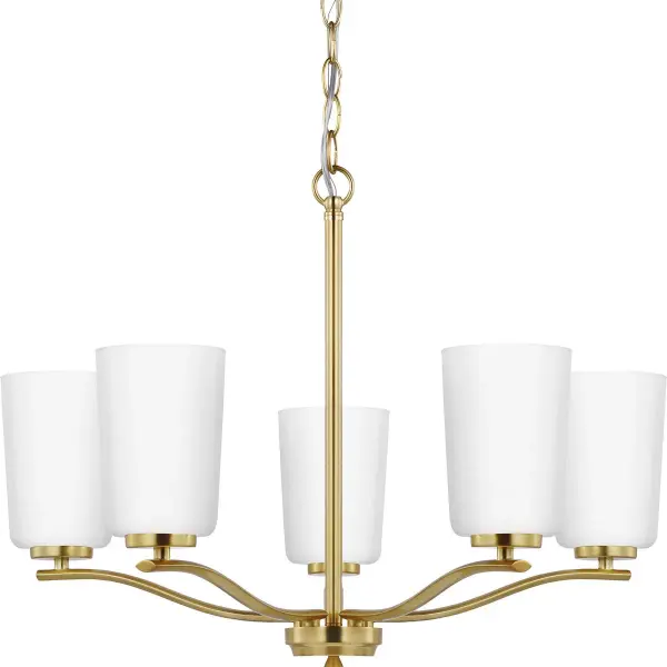 Adley Five-Light Etched White Glass Chandelier - Image 3