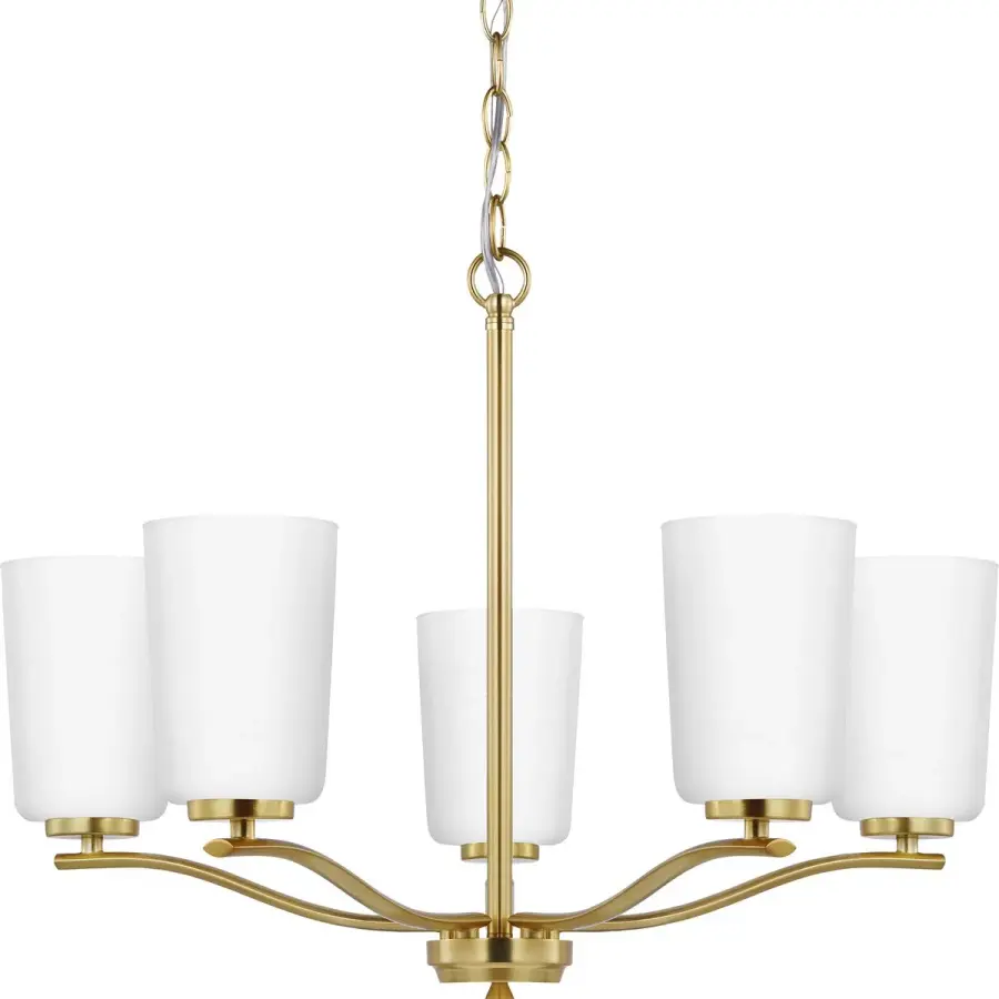 Adley Five-Light Etched White Glass Chandelier - Image 3