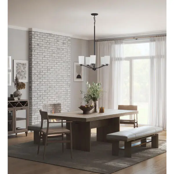 Adley Five-Light Etched White Glass Chandelier - Image 5