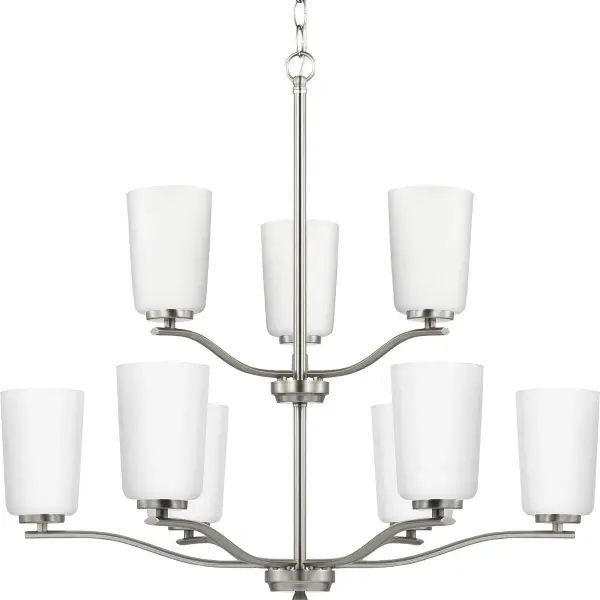 Adley Collection Nine-Light Etched White Glass Chandelier - Image 2
