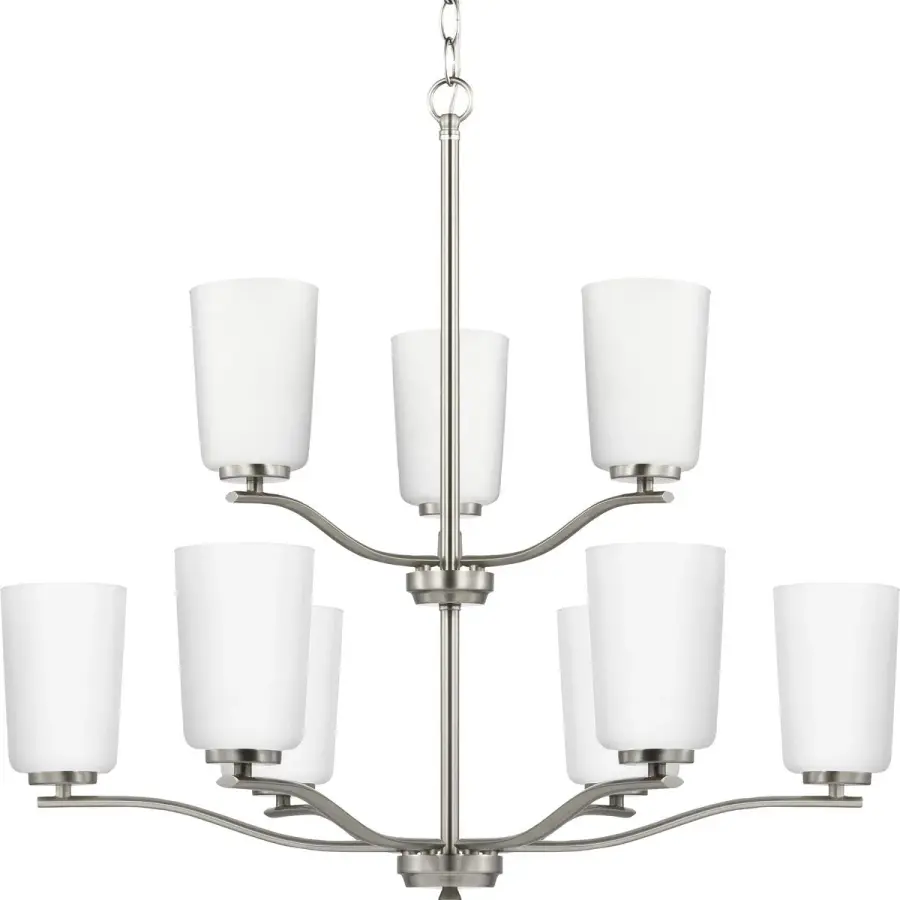 Adley Collection Nine-Light Etched White Glass Chandelier - Image 2