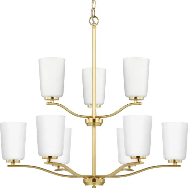 Adley Collection Nine-Light Etched White Glass Chandelier - Image 3