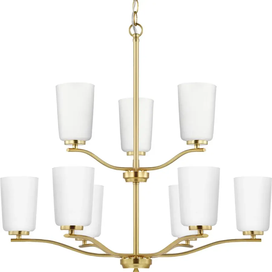 Adley Collection Nine-Light Etched White Glass Chandelier - Image 3