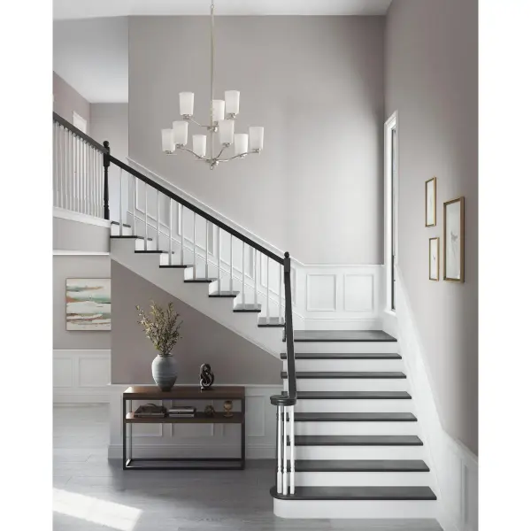 Adley Collection Nine-Light Etched White Glass Chandelier - Image 5