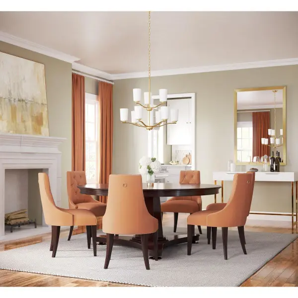 Adley Collection Nine-Light Etched White Glass Chandelier - Image 6