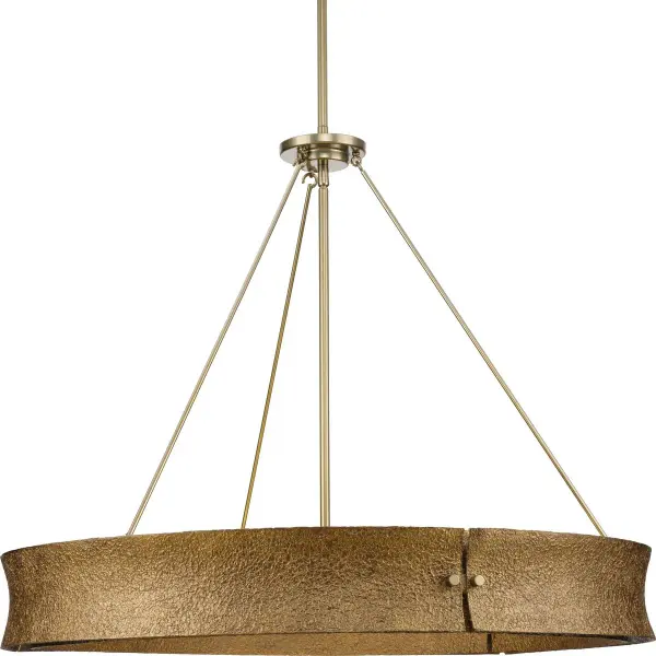 The Lusail chandelier brings refined elegance with its soft gold finish and six-light configuration. Perfect for modern dining spaces, this fixture combines industrial-inspired design with contemporary luxury.