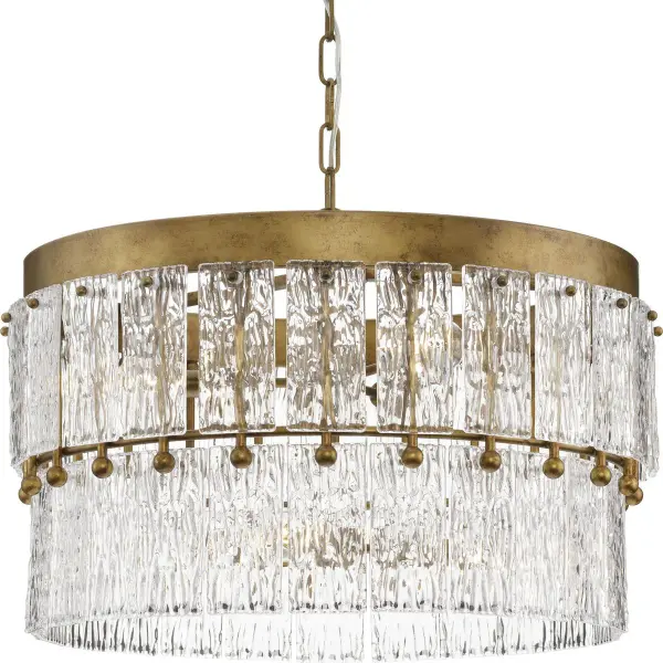 The Chevall chandelier brings organic modern elegance with its six-light configuration and distinctive gilded silver finish. Perfect for creating a luxurious focal point in dining rooms and kitchens while maintaining versatility.