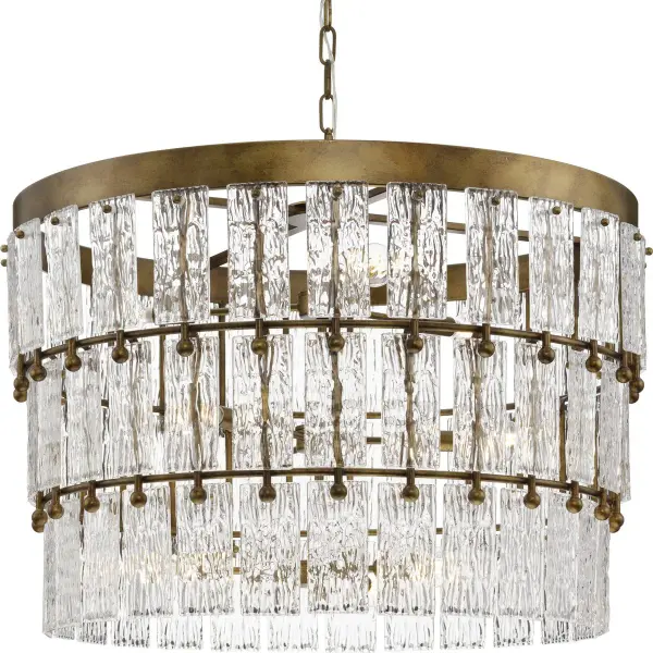 The Chevall nine-light chandelier brings sophisticated organic elegance to any space. Its flowing design and premium gold ombre finish create a luxurious focal point perfect for modern transitional interiors. - alternate view