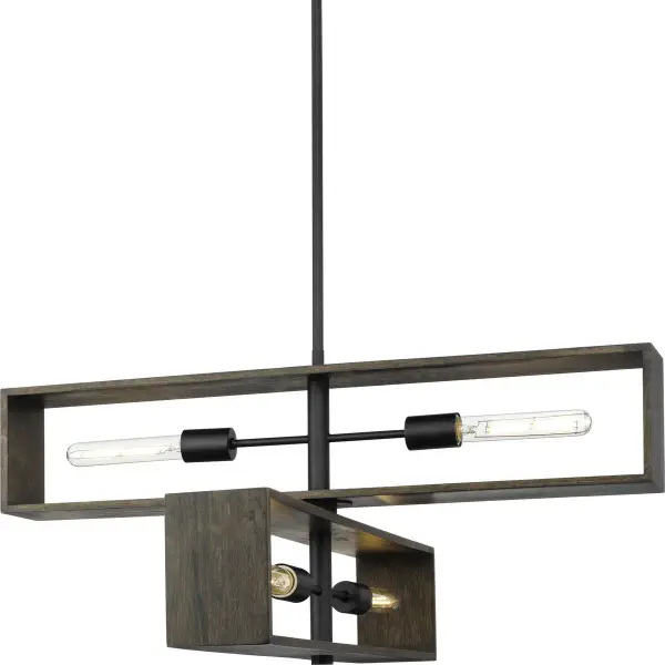 The Boundary Collection brings contemporary sophistication with its clean-lined four-light design in matte black. Perfect for modern dining spaces and kitchen islands, this chandelier balances industrial style with mid-century modern sensibility. - alternate view